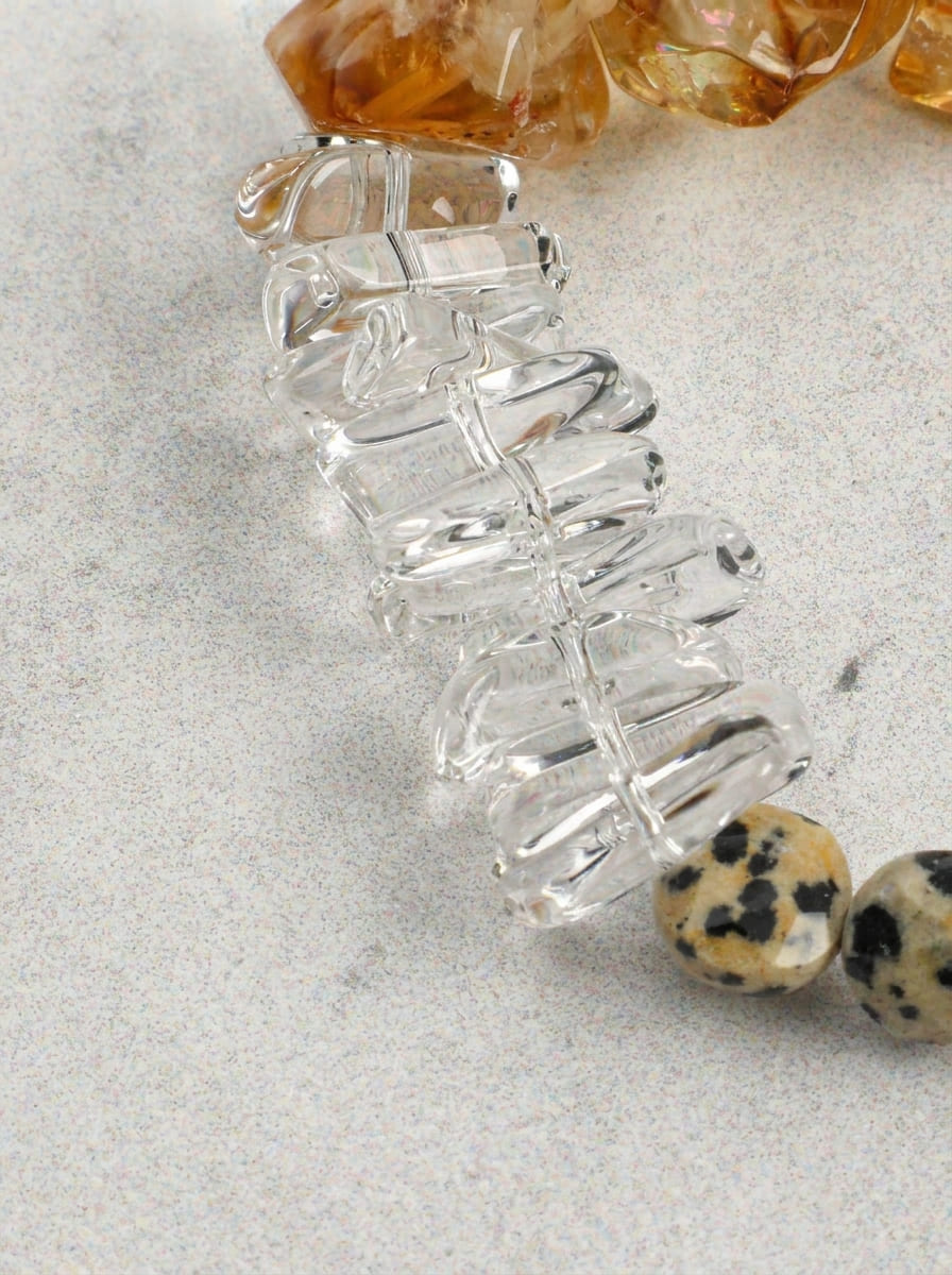 「Golden Amber Wisdom」Tiger’s Eye & Crystal Bracelet