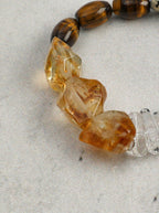 「Golden Amber Wisdom」Tiger’s Eye & Crystal Bracelet