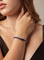 「Sunlit Isle Silver Song」 Lapis Lazuli & Aquamarine Bracelet
