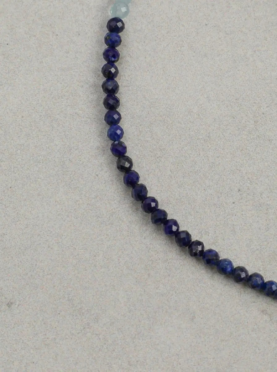 「Sunlit Isle Silver Song」 Lapis Lazuli & Aquamarine Bracelet