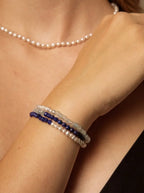 「Sunlit Isle Silver Song」 Lapis Lazuli & Aquamarine Bracelet