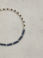 「Lapis Radiance Contemplation」 Lapis Lazuli, Pearl & Black Tourmaline Bracelet
