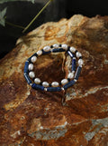 「Lapis Radiance Contemplation」 Lapis Lazuli, Pearl & Black Tourmaline Bracelet
