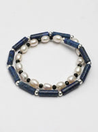 「Lapis Radiance Contemplation」 Lapis Lazuli, Pearl & Black Tourmaline Bracelet