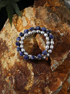 「Serene Blue Soft Grey」Grey Pearl & Sodalite Bracelet