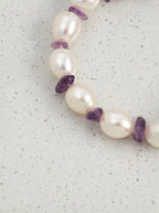 Cloud Violet Zen Heart · Amethyst & Freshwater Pearl Bracelet