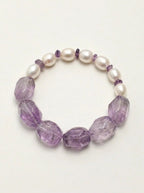 Cloud Violet Zen Heart · Amethyst & Freshwater Pearl Bracelet