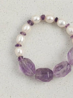 Cloud Violet Zen Heart · Amethyst & Freshwater Pearl Bracelet