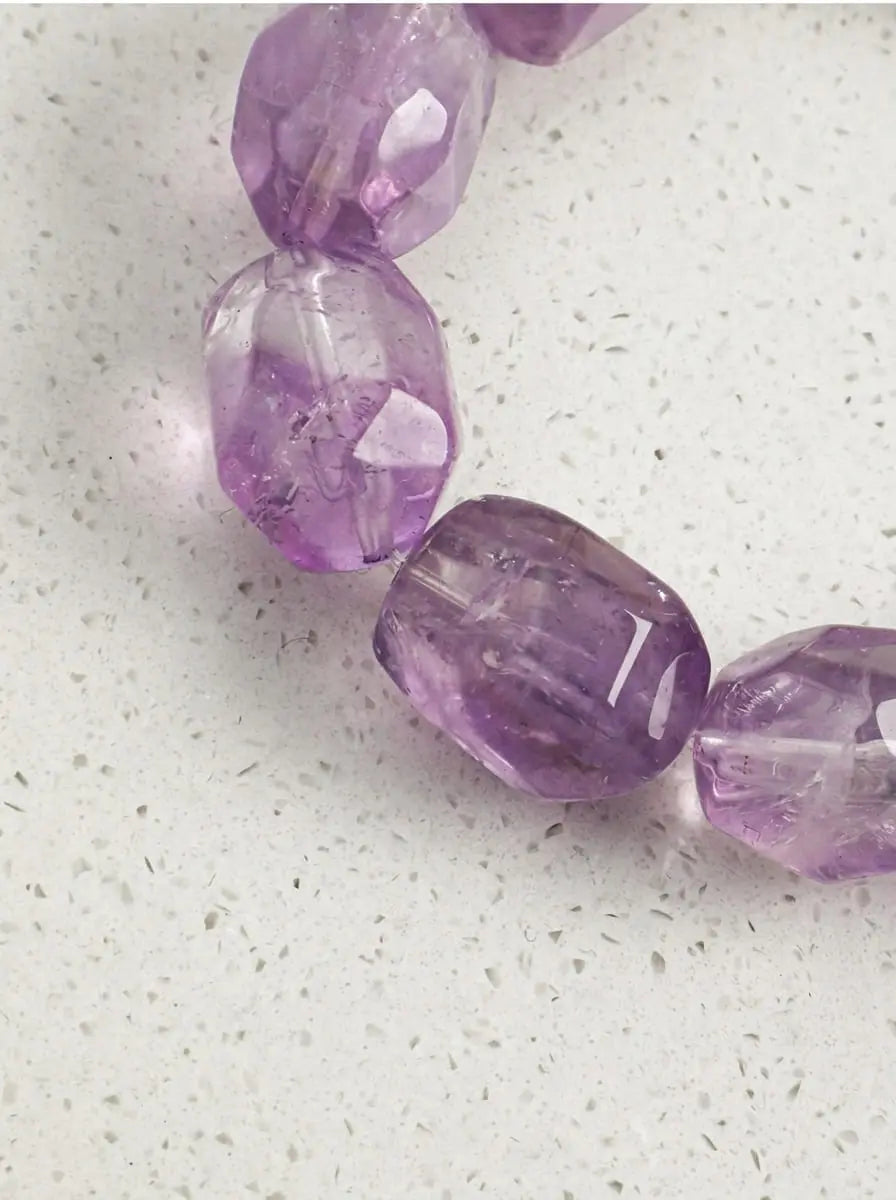 Cloud Violet Zen Heart · Amethyst & Freshwater Pearl Bracelet