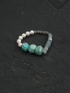 「Azure Zen Heart」 Amazonite, Lazulite & Pearl Bracelet