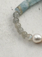 「Azure Zen Heart」 Amazonite, Lazulite & Pearl Bracelet