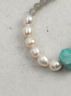 「Azure Zen Heart」 Amazonite, Lazulite & Pearl Bracelet