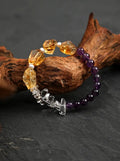 「Violet Gold Zen Heart」 Amethyst, Citrine & Pearl Bracelet