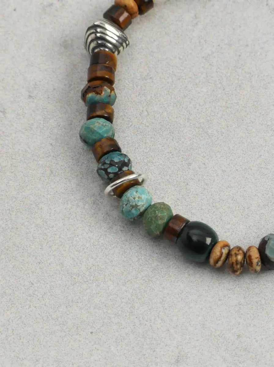「Pine & Amber Glow」 Turquoise & Tiger’s Eye Bracelet