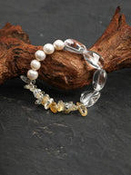 「Crystal Moon Patience」 Clear Crystal & Pearl Bracelet