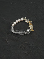 「Crystal Moon Patience」 Clear Crystal & Pearl Bracelet