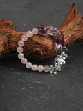「Silent Homeward Heart」Amethyst, Rose Quartz & Clear Crystal Bracelet