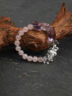 「Silent Homeward Heart」Amethyst, Rose Quartz & Clear Crystal Bracelet