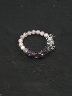 「Silent Homeward Heart」Amethyst, Rose Quartz & Clear Crystal Bracelet