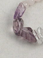 「Silent Homeward Heart」Amethyst, Rose Quartz & Clear Crystal Bracelet