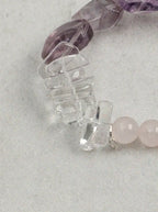 「Silent Homeward Heart」Amethyst, Rose Quartz & Clear Crystal Bracelet