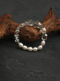 「Verdant Frost Drift」 Green Crystal & Freshwater Pearl Bracelet