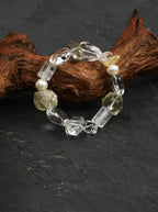 「Sunlit Radiance 」 Clear Crystal & Pearl Bracelet