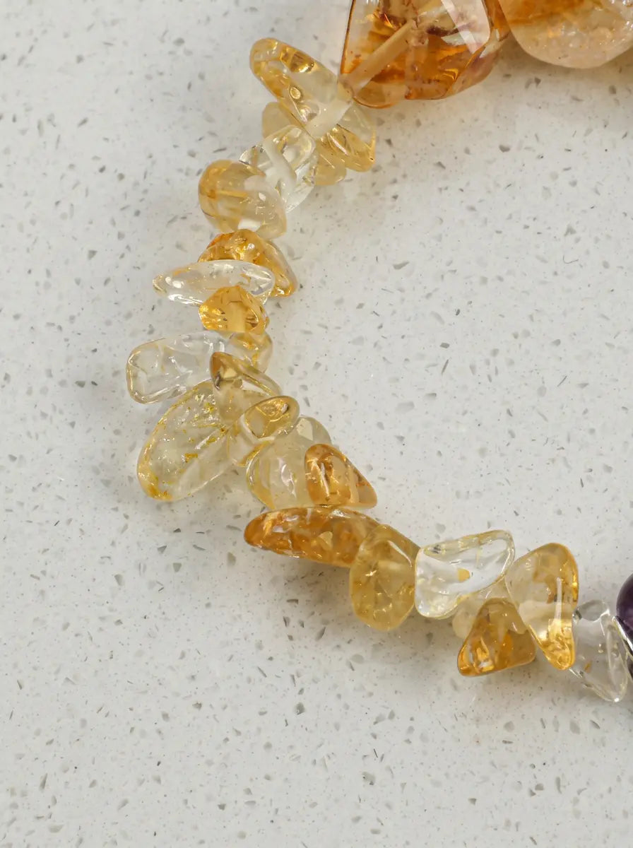 「All Creation」 Citrine, Amethyst & Baroque Pearl Bracelet