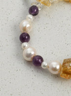 「All Creation」 Citrine, Amethyst & Baroque Pearl Bracelet