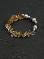 「All Creation」 Citrine, Amethyst & Baroque Pearl Bracelet
