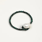 「Simplicity」 Malachite & Baroque Pearl Bracelet