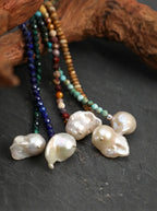 「Simplicity」 Malachite & Baroque Pearl Bracelet