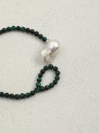 「Simplicity」 Malachite & Baroque Pearl Bracelet