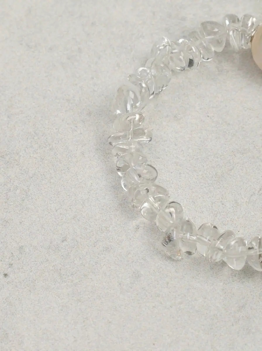 「Frosted Pearl」 Clear Crystal & Baroque Pearl Bracelet