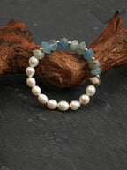 「Azure Mist Moon Glow」 Lazulite & Freshwater Pearl Bracelet