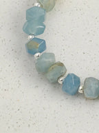 「Azure Mist Moon Glow」 Lazulite & Freshwater Pearl Bracelet