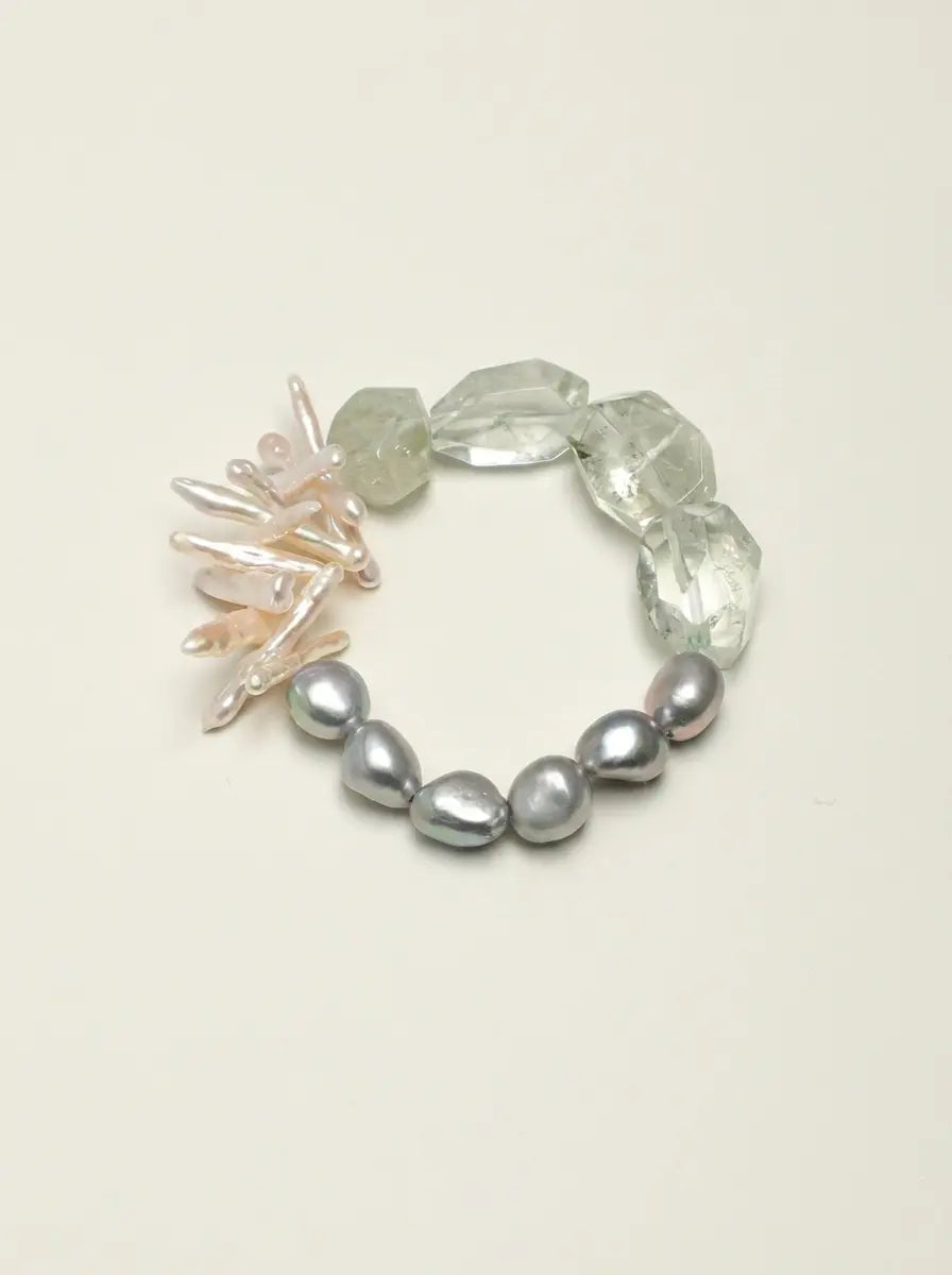 「Crystal Amber」 Green Crystal & Pearl Bracelet