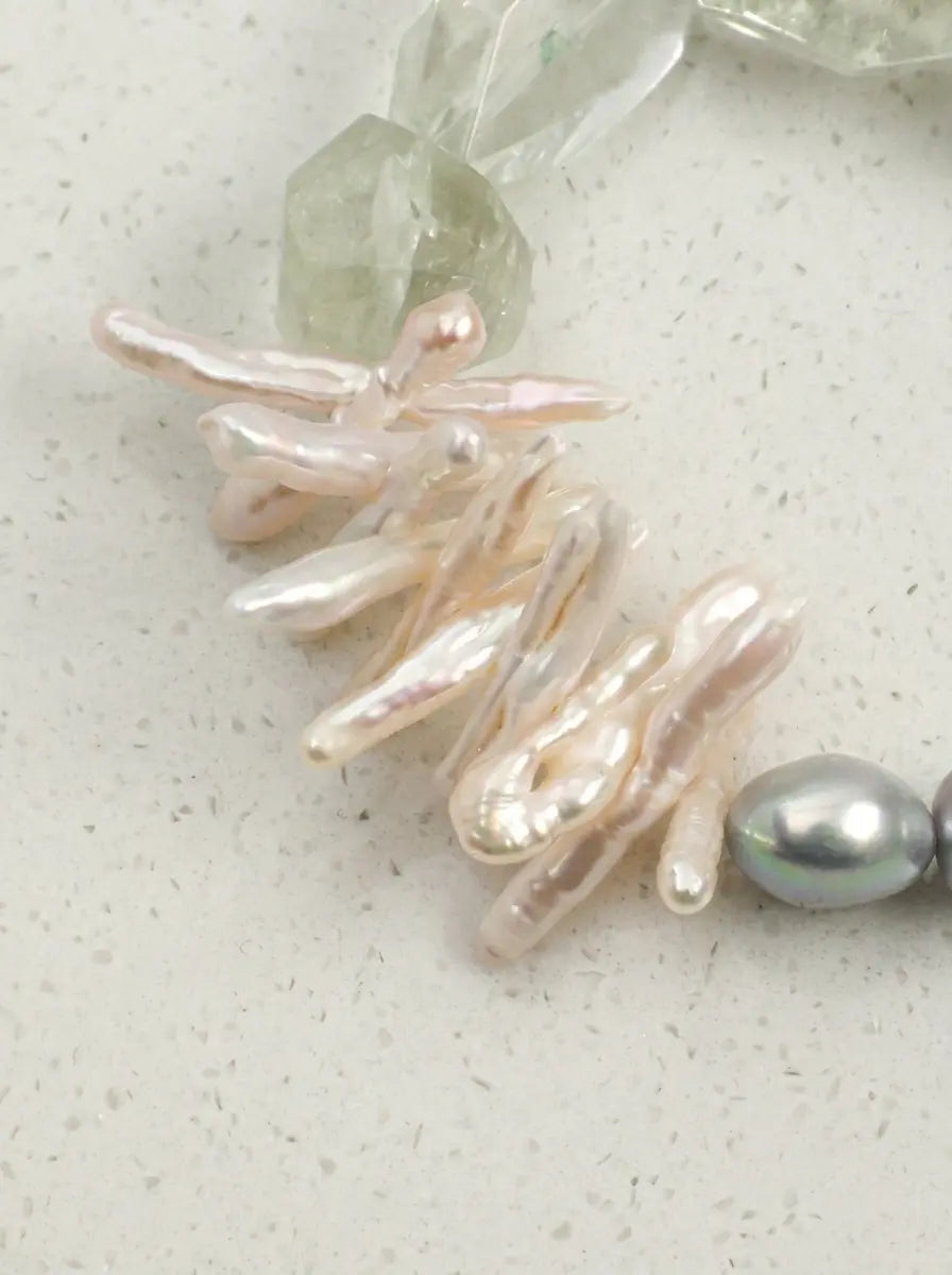 「Crystal Amber」 Green Crystal & Pearl Bracelet