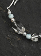 「Moonlit Clear Stream」 Clear Crystal Larimar Pearl Bracelet