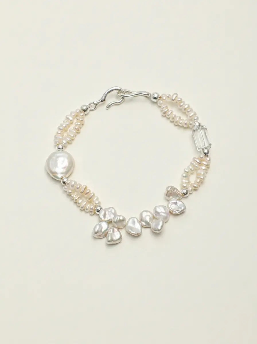 Breaking Wave Layered Pearl & Crystal Bracelet