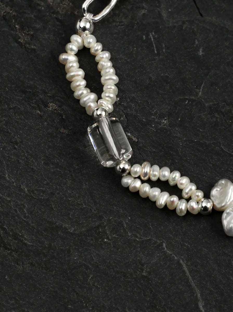 Breaking Wave Layered Pearl & Crystal Bracelet