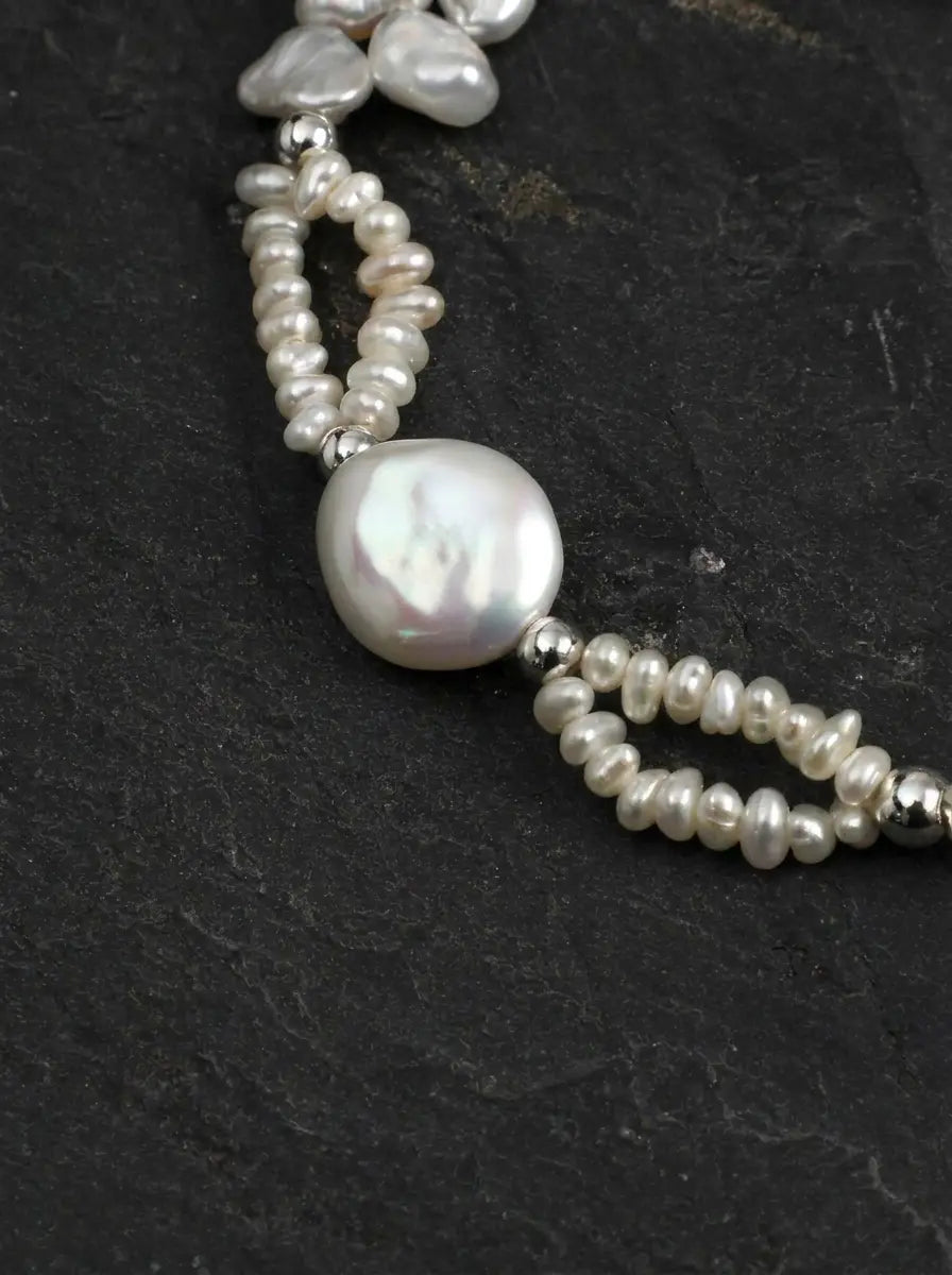 Breaking Wave Layered Pearl & Crystal Bracelet