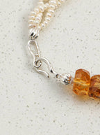 「Amber Glow Eight Directions」 Citrine & Pearl Bracelet