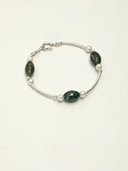 「Forest Isle」 Moss Agate & Pearl Bracelet