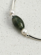 「Forest Isle」 Moss Agate & Pearl Bracelet