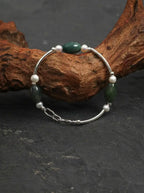 「Forest Isle」 Moss Agate & Pearl Bracelet