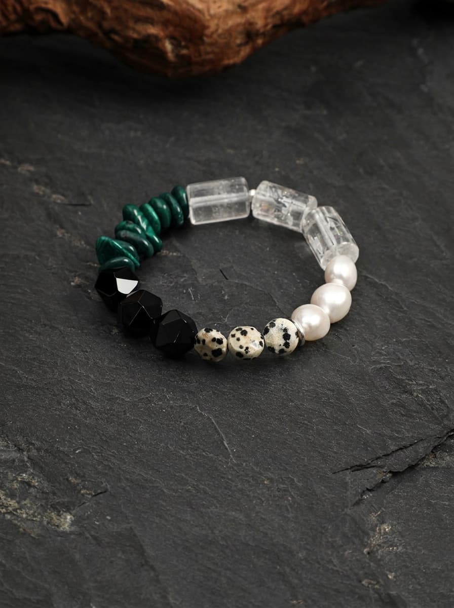 「Ink Jade」 Multi-Gem Pearl Bracelet