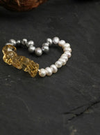 Moon-Touched Golden Vein" Citrine & Pearl Bracelet