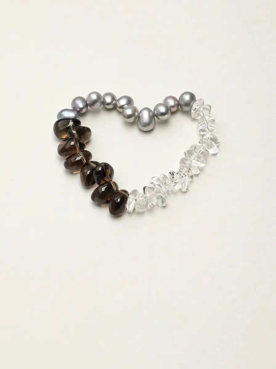 "Snow Stillness" Smoky Quartz & Pearl Bracelet