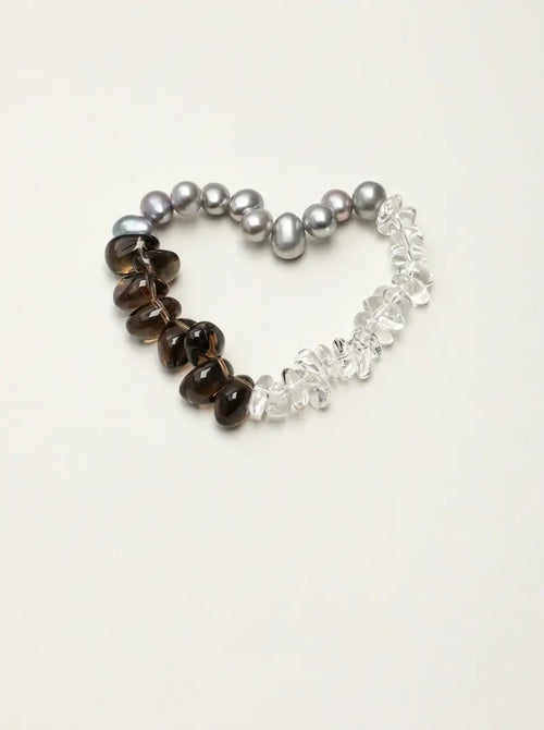 "Snow Stillness" Smoky Quartz & Pearl Bracelet